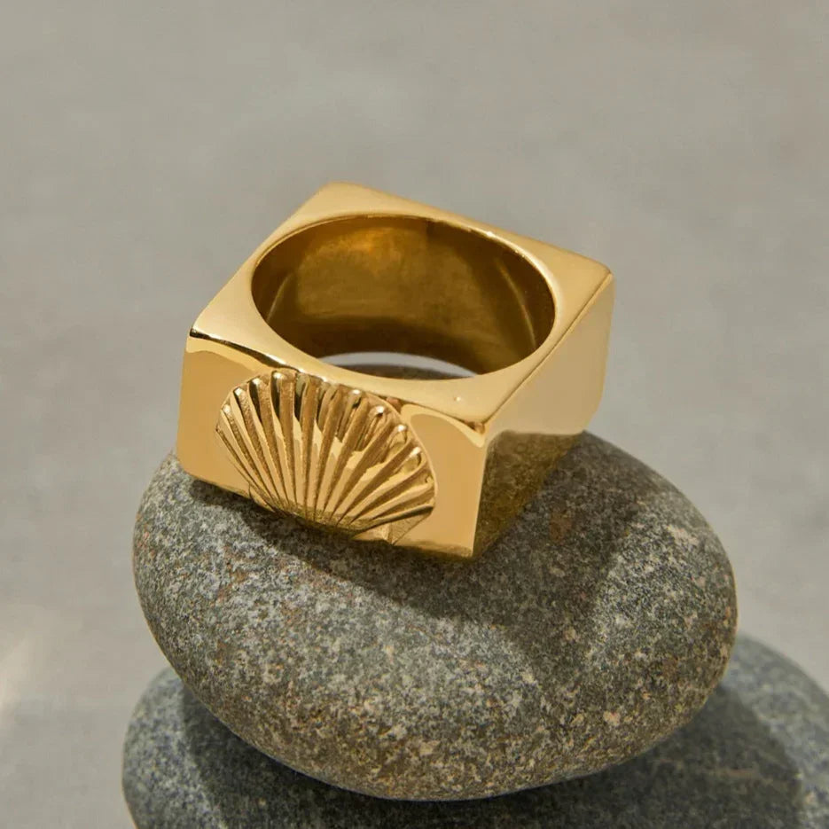 [ElanLuxe]Carlotta Geometric Shell Ring