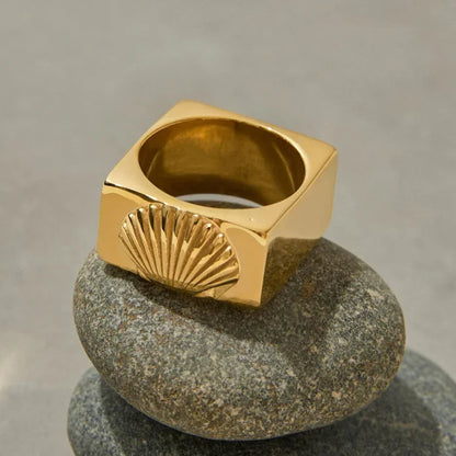 [ElanLuxe]Carlotta Geometric Shell Ring