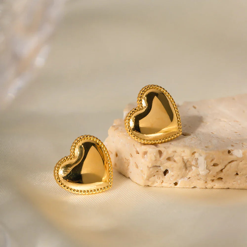 [ElanLuxe]Ruth Heart Gold Earrings