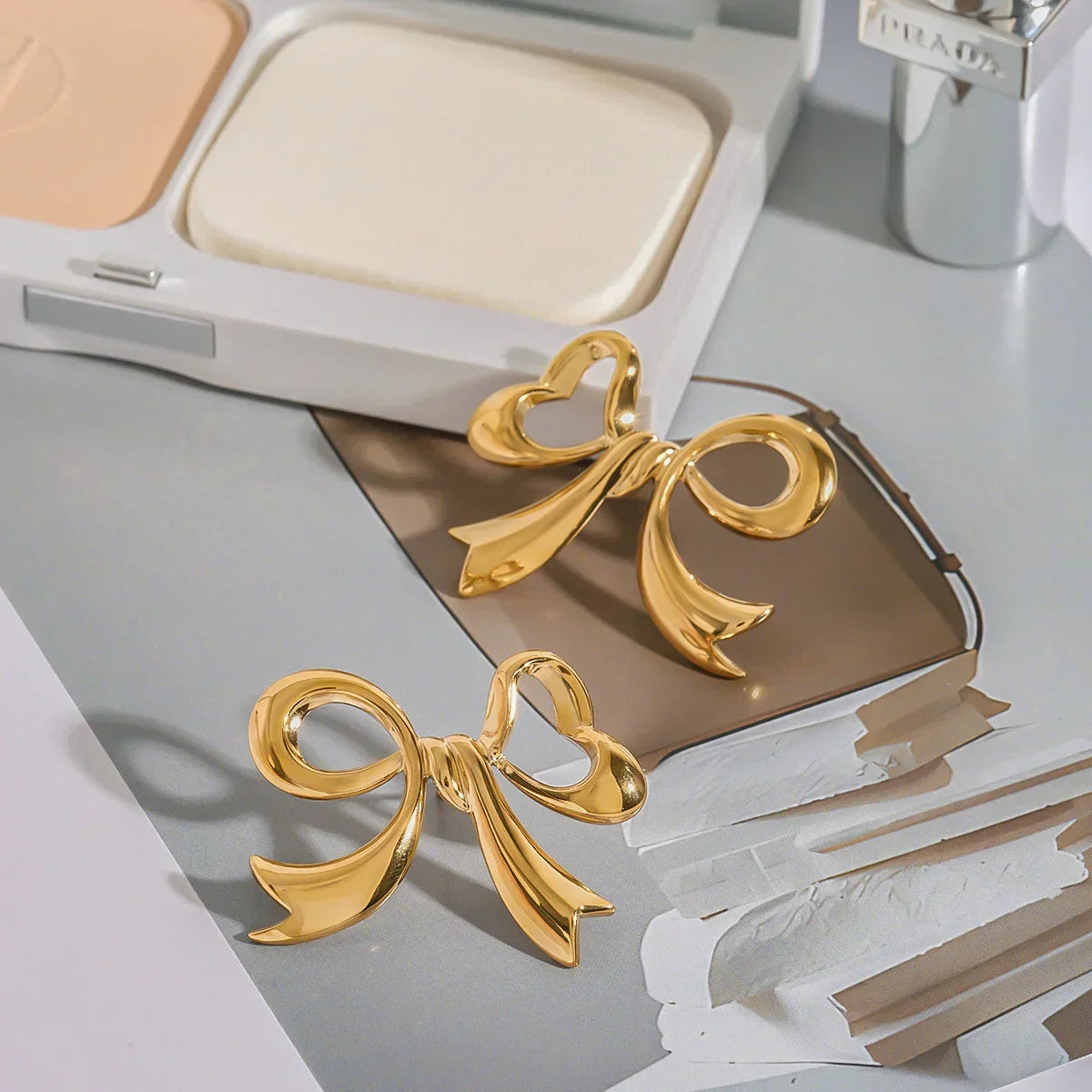 [ElanLuxe]Carissa Gold Bowtie Earrings