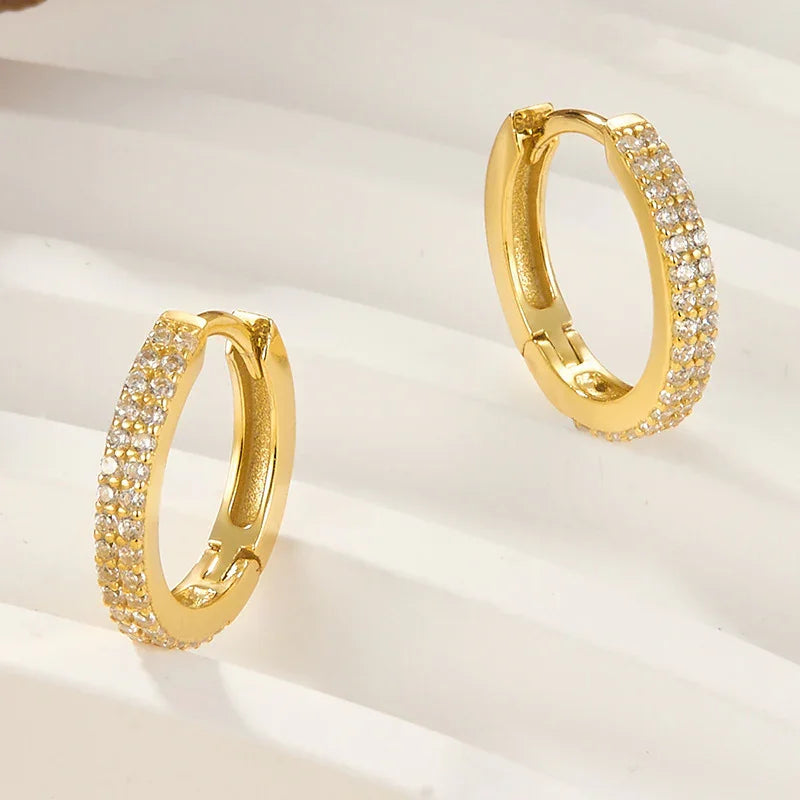 [ElanLuxe]Cathy Paved Hoop Earrings