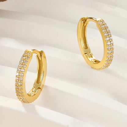 [ElanLuxe]Cathy Paved Hoop Earrings