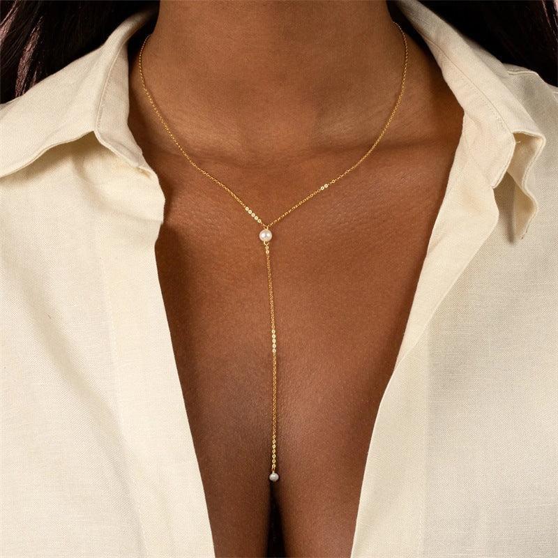 [ElanLuxe]Beatrice Pearl Tassel Necklace