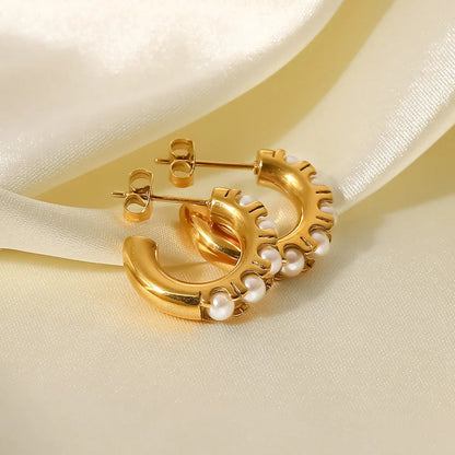 [ElanLuxe]Irene Pearl Hoop Earrings