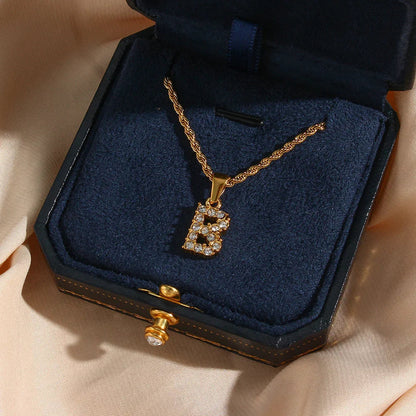 [ElanLuxe]Maeve Letter Initial Diamond Necklace