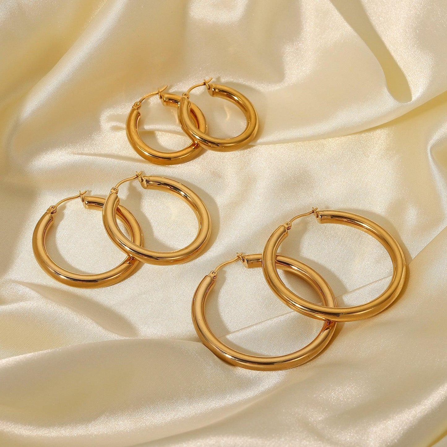 [ElanLuxe]Wide Hoop Earrings