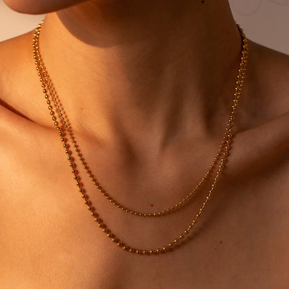 [ElanLuxe]Layered Ball Chain Necklace
