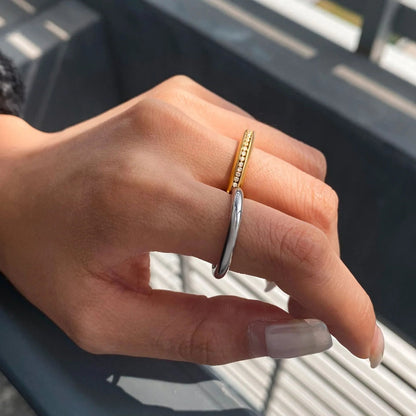 [ElanLuxe]Claire Two Tone Ring Stack