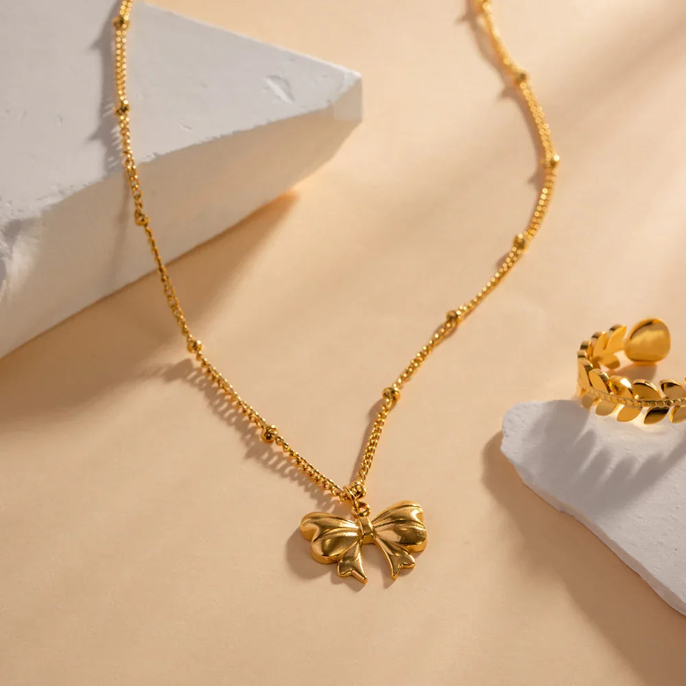 [ElanLuxe]June Bow Necklace