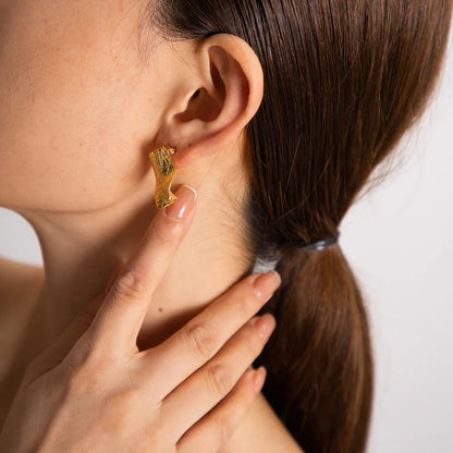 [ElanLuxe]Celestina Creased Gold Sheet Earrings