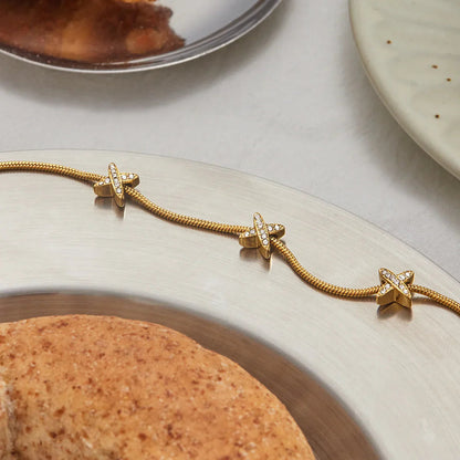 [ElanLuxe]Brienne Diamond Cross Herringbone Bracelet