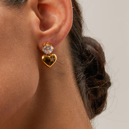 [ElanLuxe]Emmeline Heart Gold Earrings