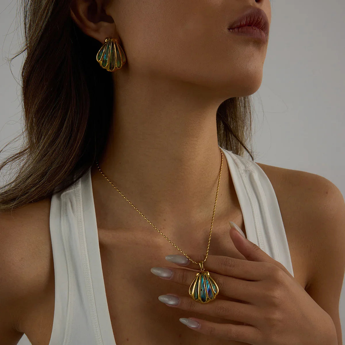[ElanLuxe]Nixie Gold Seashell Earrings