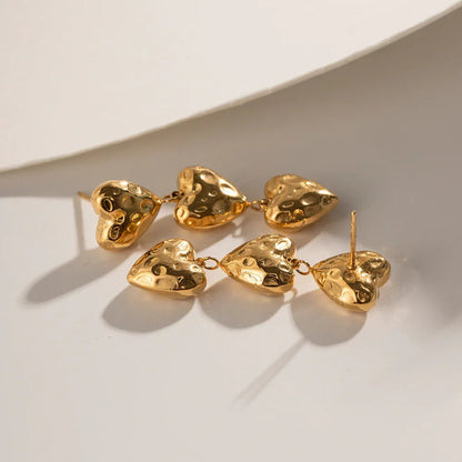 [ElanLuxe]Heather Heart Gold Earrings