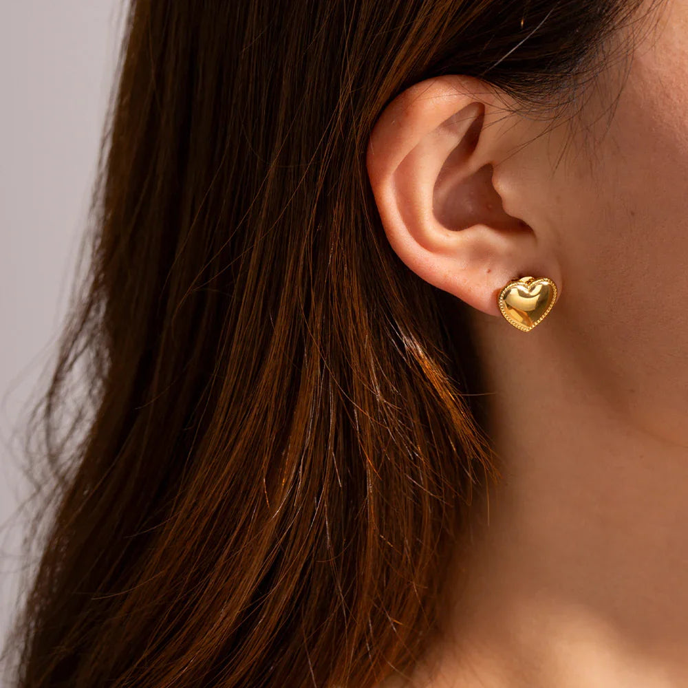 [ElanLuxe]Ruth Heart Gold Earrings
