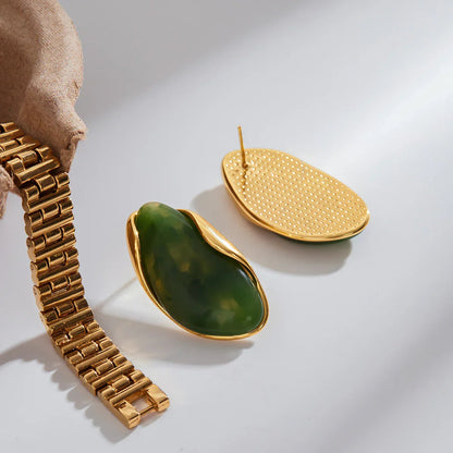 [ElanLuxe]Amelise Polished Gemstone Earrings