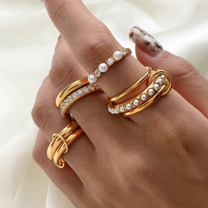 [ElanLuxe]Dune Stacked Gold Ring