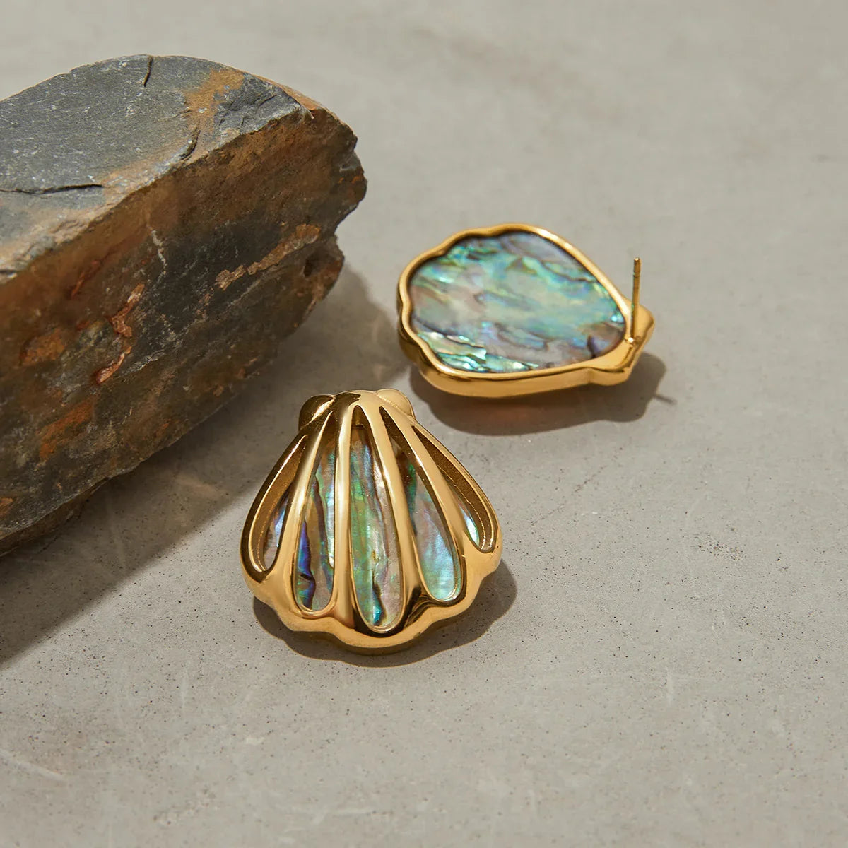 [ElanLuxe]Nixie Gold Seashell Earrings