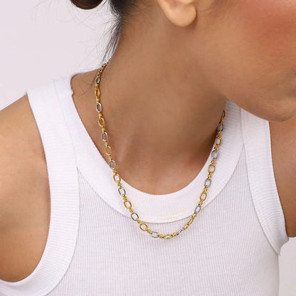 [ElanLuxe]Addison Two Tone Gold Necklace