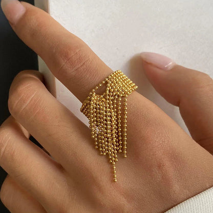 [ElanLuxe]Krystelle Gold Tassel Ring