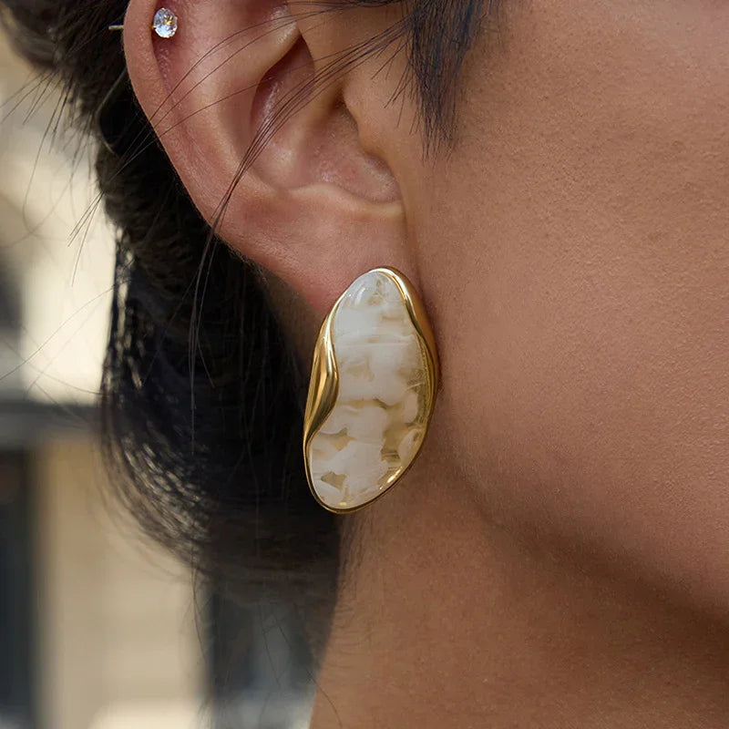 [ElanLuxe]Amelise Polished Gemstone Earrings