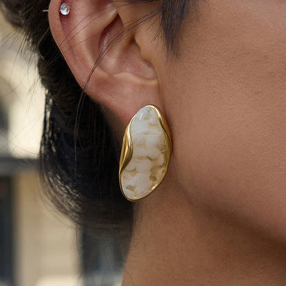 [ElanLuxe]Amelise Polished Gemstone Earrings