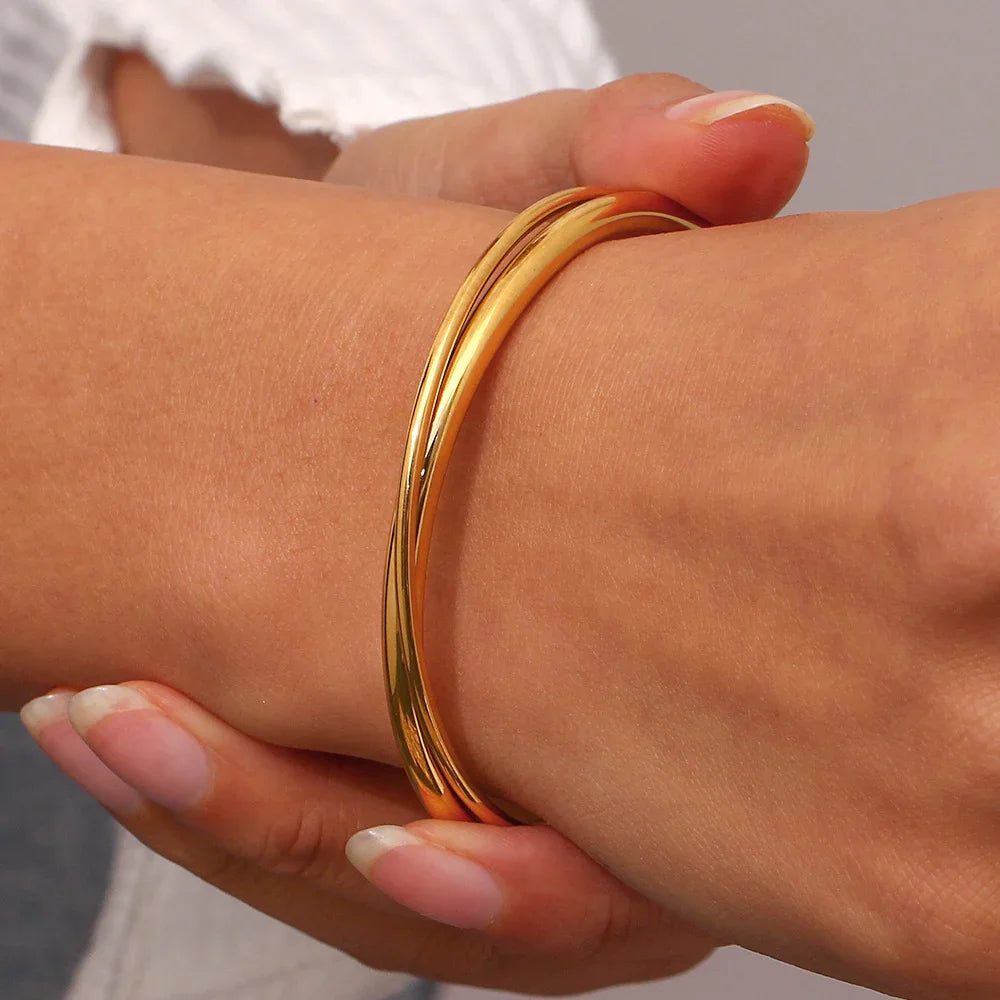 [ElanLuxe]Rianne Layered Gold Bangle