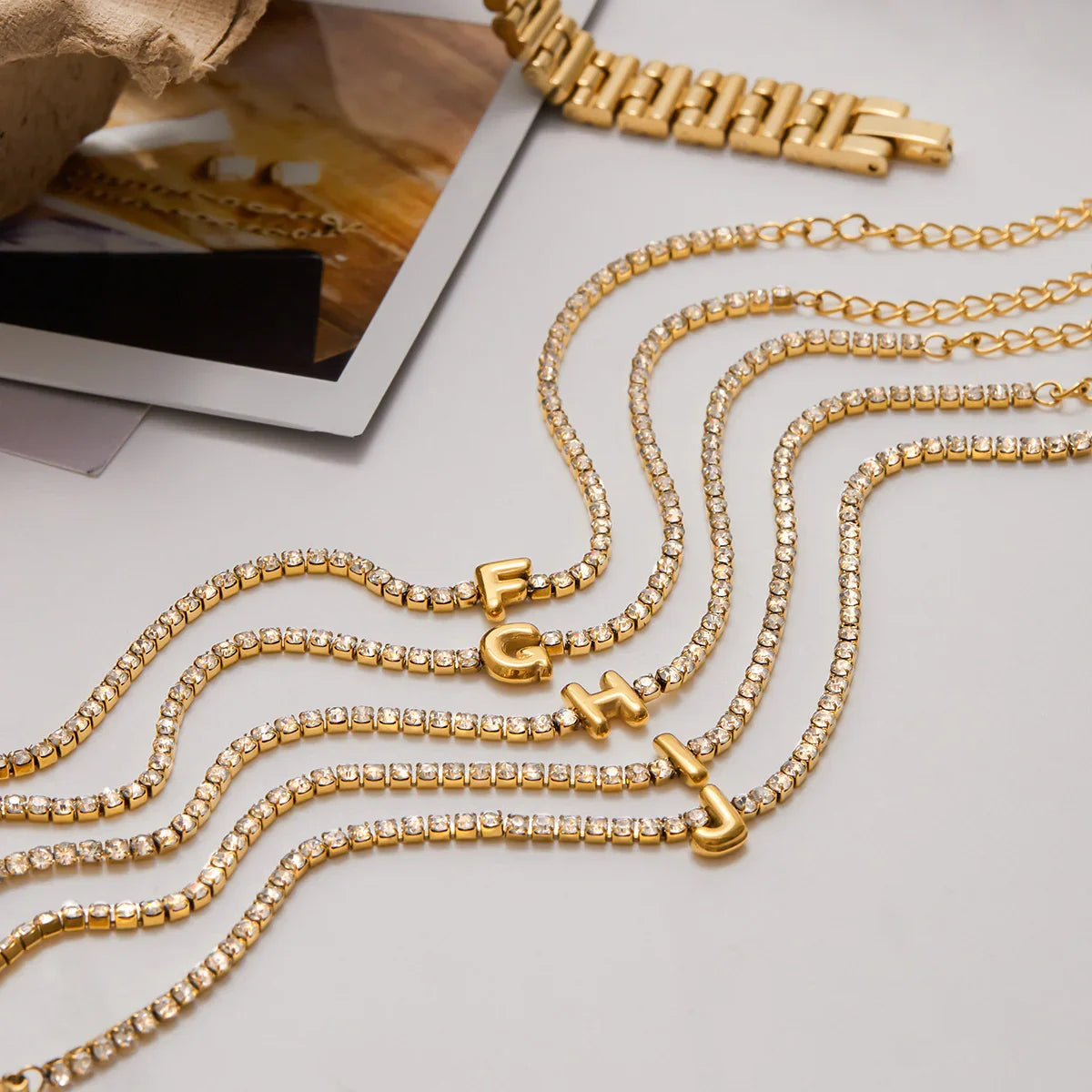 [ElanLuxe]Avaria Bubble Letter Tennis Bracelet
