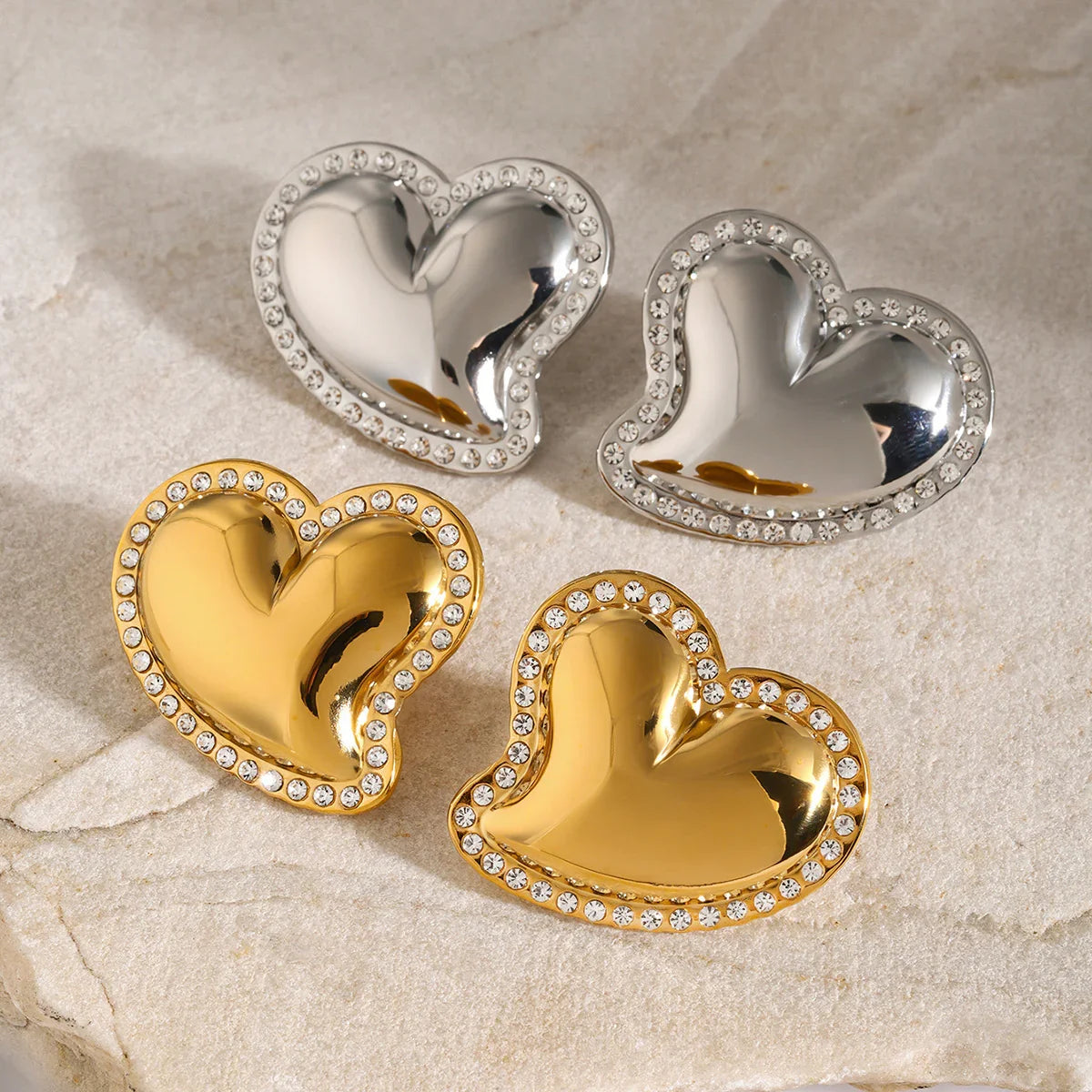 [ElanLuxe]Holly Heart Gold Earrings