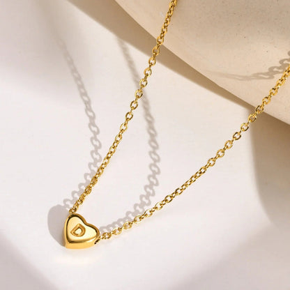 [ElanLuxe]Heart Initial Gold Necklace