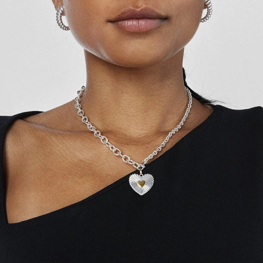 [ElanLuxe]Judith Two Tone Heart Pendant