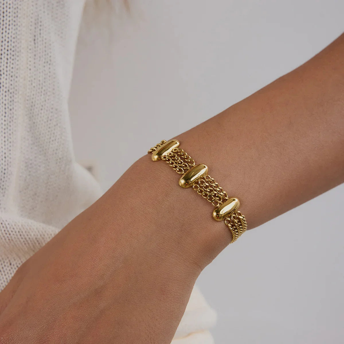 [ElanLuxe]Kathleen Layered Chain Gold Bracelet