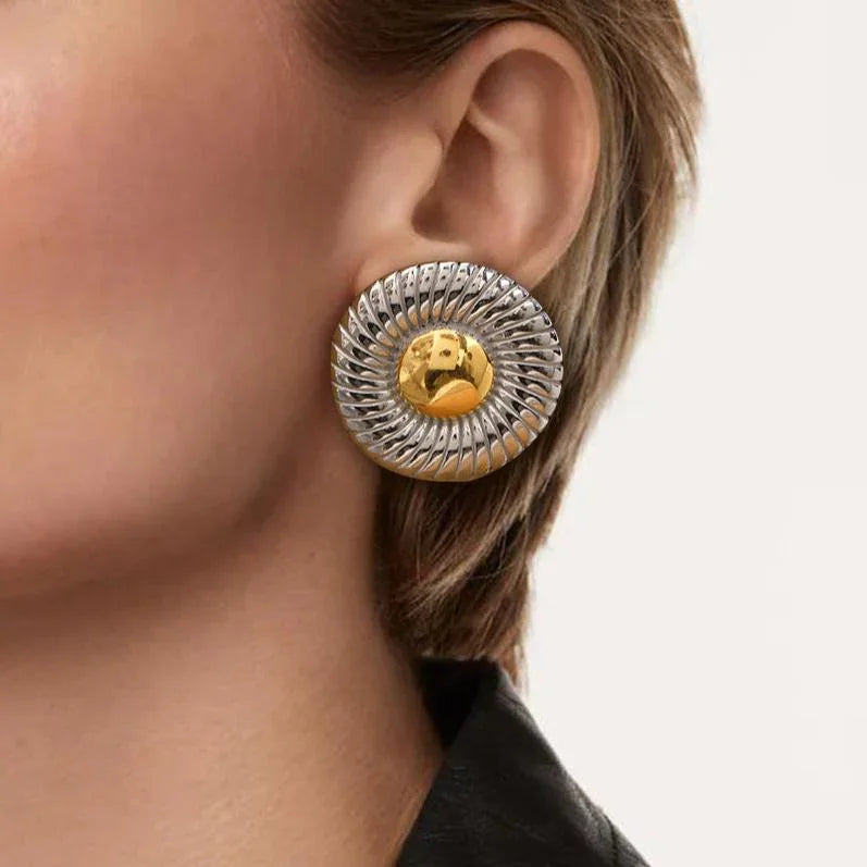 [ElanLuxe]Summers Gold Button Earrings