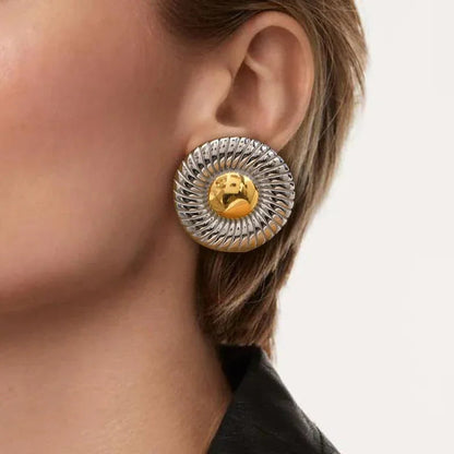 [ElanLuxe]Summers Gold Button Earrings