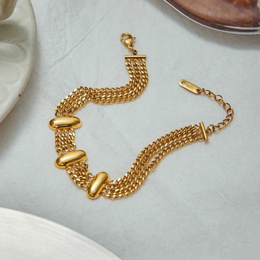[ElanLuxe]Kathleen Layered Chain Gold Bracelet