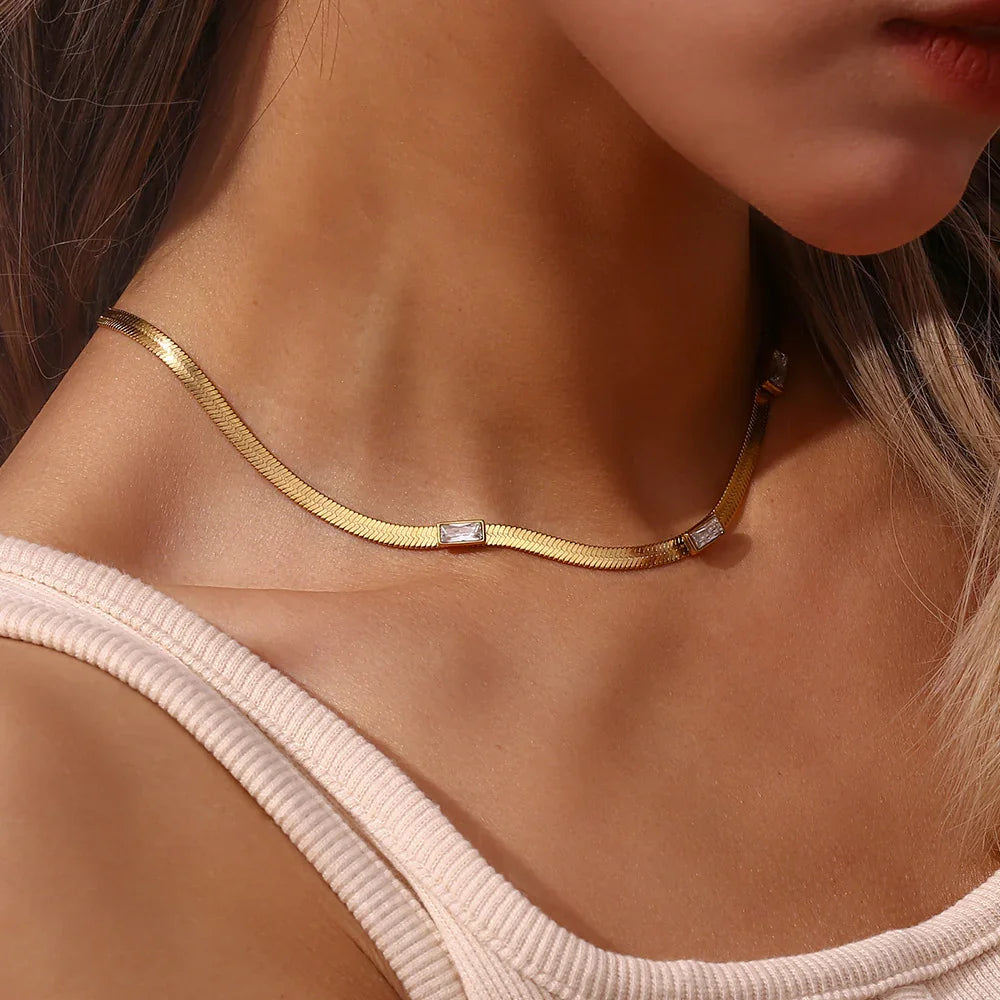 [ElanLuxe]Eve Herringbone Gold Necklace