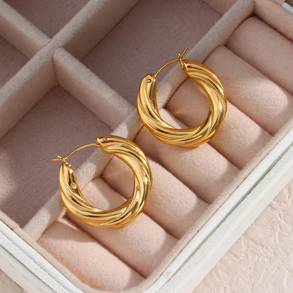[ElanLuxe]Denisse Twisted Hoop Earrings