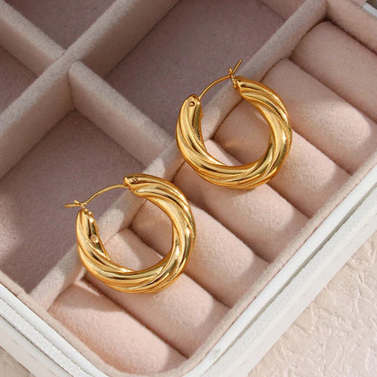 [ElanLuxe]Denisse Twisted Hoop Earrings