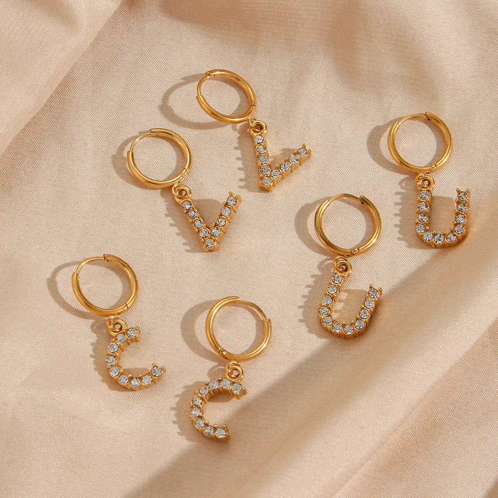 [ElanLuxe]Wilhemina Initial Letter Earrings