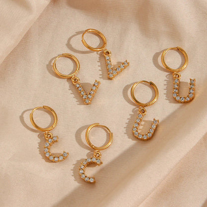 [ElanLuxe]Wilhemina Initial Letter Earrings