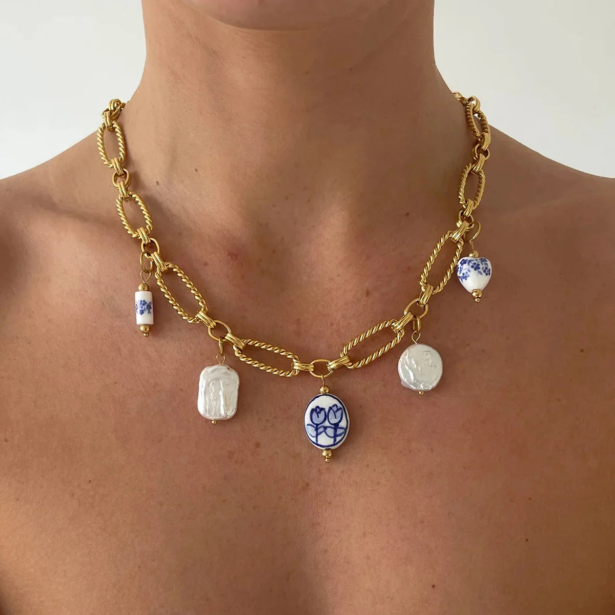 [ElanLuxe]Cerulean Freshwater Pearl Necklace