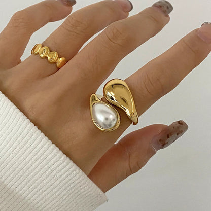 [ElanLuxe]Mara Amber Pearl Ring