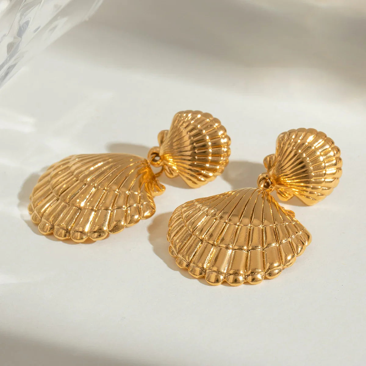 [ElanLuxe]Sandy Gold Seashell Earrings