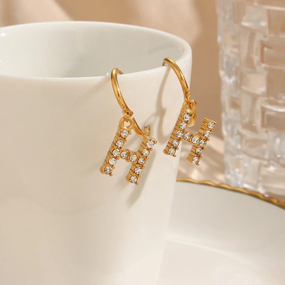 [ElanLuxe]Wilhemina Initial Letter Earrings