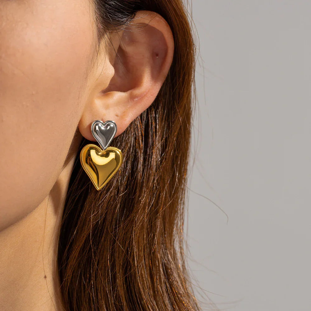 [ElanLuxe]Zofia Two Tone Heart Earrings