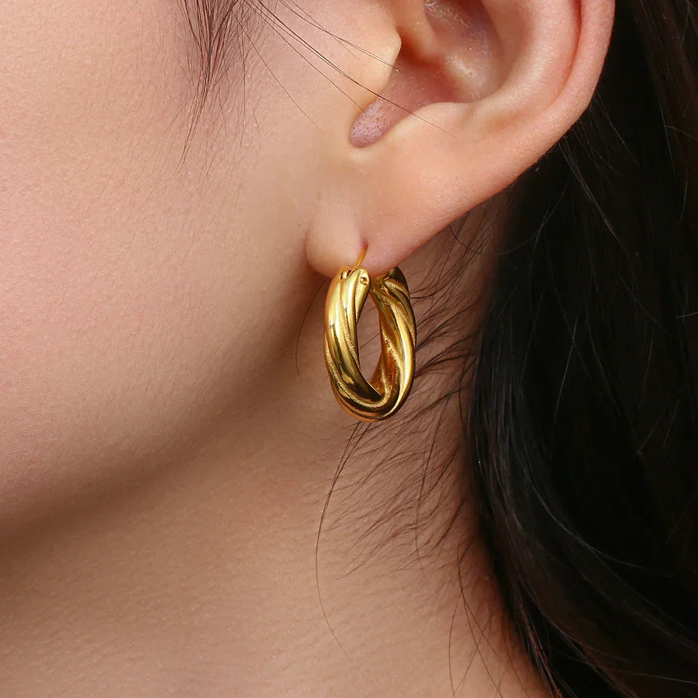 [ElanLuxe]Denisse Twisted Hoop Earrings