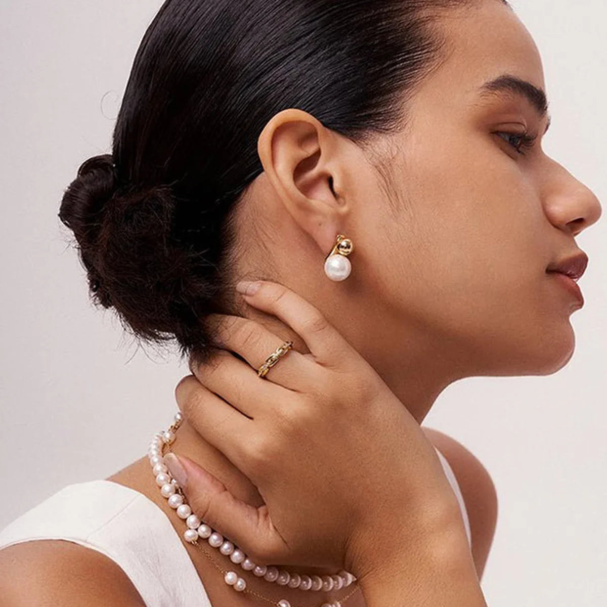 [ElanLuxe]Nautica Dome Pearl Earrings