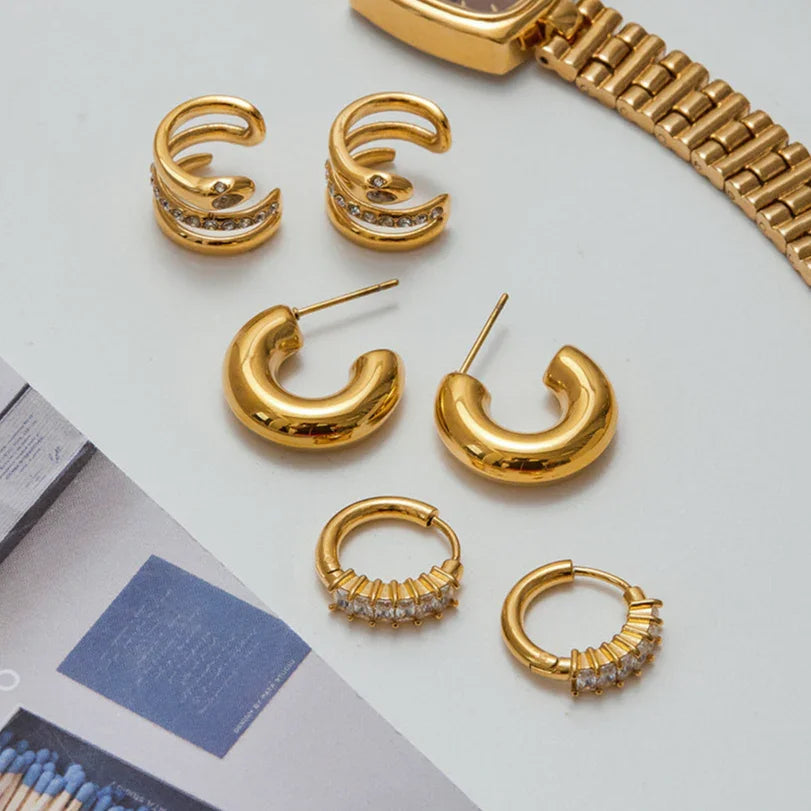 [ElanLuxe]Orielle Staple Gold Earrings Bundle