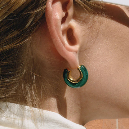 [ElanLuxe]Lexi Chunky Enamel Hoops