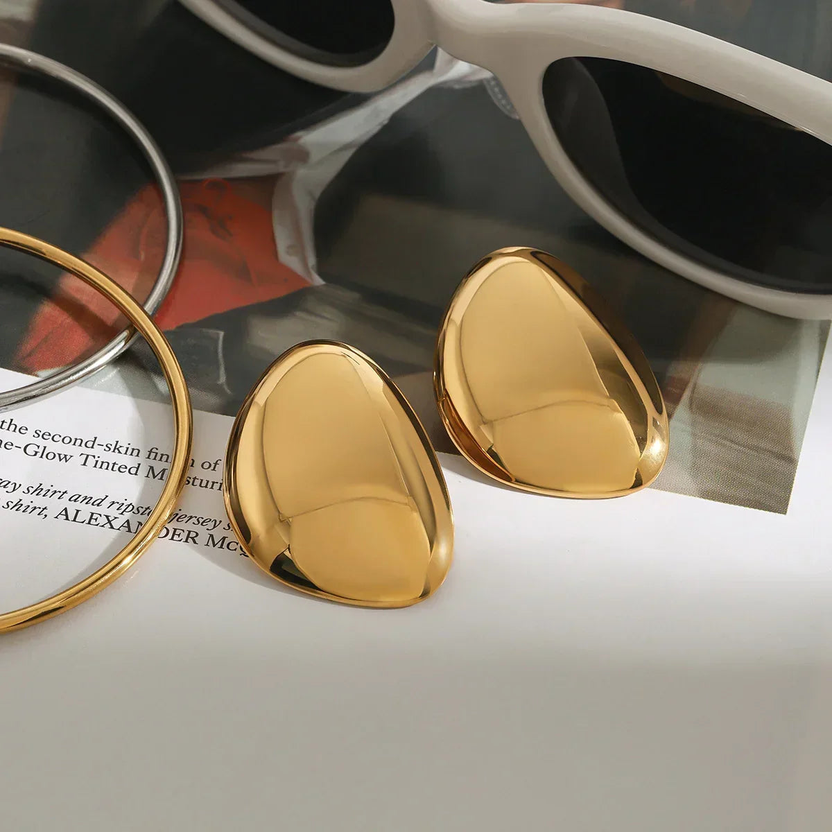 [ElanLuxe]Carrie Chunky Bean Gold Earrings